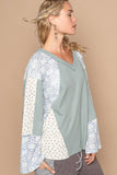 MQTIME  -  POL Lace Floral Round Neck Knit Top
