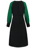 MQTIME  -  Ruched Contrast Long Sleeve Midi Dress