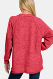 MQTIME  -  Zenana Full Size Brushed Melange Hacci High-Low Sweater