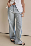 MQTIME  -  Contrast Straight Leg Jeans with Pockets