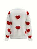 MQTIME  -  Valentine’s Day Heart Round Neck Long Sleeve Sweater