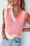 MQTIME  -  Striped Contrast V-Neck Sweater Vest