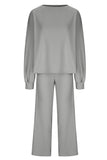 MQTIME  -  Round Neck Long Sleeve Top and Pants Set