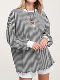 MQTIME  -  Contrast Striped Long Sleeve Sweatshirt