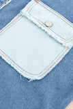 MQTIME  -   Raw Hem Color Block Denim Jacket