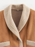 MQTIME  -  Fuzzy Collared Neck Long Sleeve Jacket