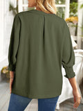 MQTIME  -  Johnny Collar Three-Quarter Sleeve Blouse