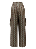 MQTIME  -  Plaid Wide Leg Pants with Pockets