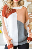 MQTIME  -  Color Block Drop Shoulder Long Sleeve Sweater