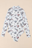 MQTIME  -  Printed Mock Neck Long Sleeve Bodysuit