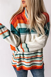 MQTIME  -  Contrast Striped Turtleneck Dropped Shoulder Sweater