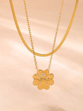 MQTIME  -   Inlaid Zircon Lucky Clover Necklace