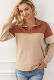 MQTIME  -  Color Block Quarter Zip Long Sleeve Sweatshirt