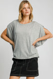 MQTIME  -  Umgee Exposed Seam Round Neck Batwing Sleeve Knit Top