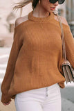 MQTIME  -  Cutout Back Cold Shoulder Long Sleeve Sweater