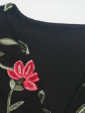 MQTIME  -  Perfee Embroidered V-Neck Floral Bodysuit