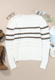 MQTIME  -  Hollow Out Round Neck Long Sleeve Sweater