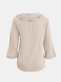 MQTIME  -  Full Size Ruffled V-Neck Flounce Sleeve Blouse