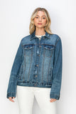 MQTIME  -  Full Size Distressed Button Up Jacket