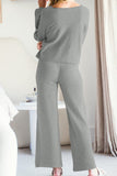 MQTIME  -  Round Neck Long Sleeve Top and Pants Set