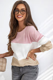 MQTIME  -   Color Block Waffle Knit Long Sleeve Top