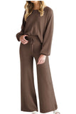 MQTIME  -  Round Neck Long Sleeve Top and Pants Set