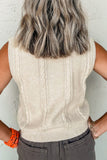 MQTIME  -  Embroidered Cable-Knit Round Neck Sweater Vest