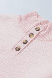 MQTIME  -  Button Detail Mock Neck Long Sleeve Sweater
