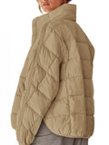 MQTIME  -  Pocketed Plaid Quilted Zip Up Winter Coat