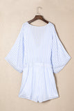 MQTIME  -  Bow Striped Kimono Sleeve Romper