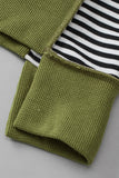 MQTIME  -   Striped Exposed Seam Half Button Sweatshirt