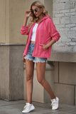 MQTIME  -  Exposed Seam Zip Up Long Sleeve Drawstring Hoodie