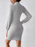 MQTIME  -  Turtleneck Long Sleeve Mini Dress