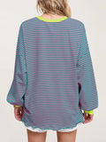 MQTIME  -  Contrast Striped Long Sleeve Sweatshirt