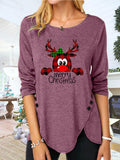 MQTIME  -  Full Size Reindeer Round Neck Long Sleeve T-Shirt