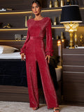 MQTIME  -   Perfee Cutout Round Neck Long Sleeve Jumpsuit