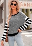 MQTIME  -  Striped Round Neck Dropped Shoulder Sweater