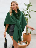 MQTIME  -  Fuzzy Trim Open Front Poncho
