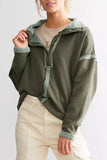 MQTIME  -   Exposed Seam Half Snap Long Sleeve Sweatshirt