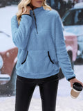 MQTIME  -  Half Zip Long Sleeve Furry Sweatshirt