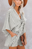 MQTIME  -  Bow Striped Kimono Sleeve Romper