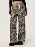 MQTIME  -  Graffiti Printed Wide Leg Cargo Pants