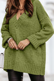MQTIME  -  V-Neck Dropped Shoulder Sweater