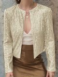 MQTIME  -  Full Size Sequin Open Front Cropped Jacket