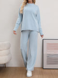 MQTIME  -  Mock Neck Long Sleeve Top and Pants Sweater Set