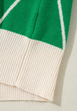 MQTIME  -  Diamond Pattern Contrast Trim Mock Neck Sweater