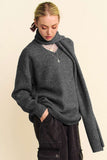 MQTIME  -   V-Neck Dropped Shoulder Sweater with Scarf Set