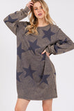MQTIME  -  SAGE + FIG Washed Star Print Round Neck Dress