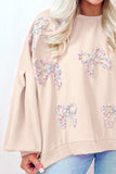 MQTIME  -  Bow Round Neck Long Sleeve Sweatshirt