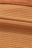 MQTIME  -  Contrast Patched Exposed Seam Waffle Knit Henley Top